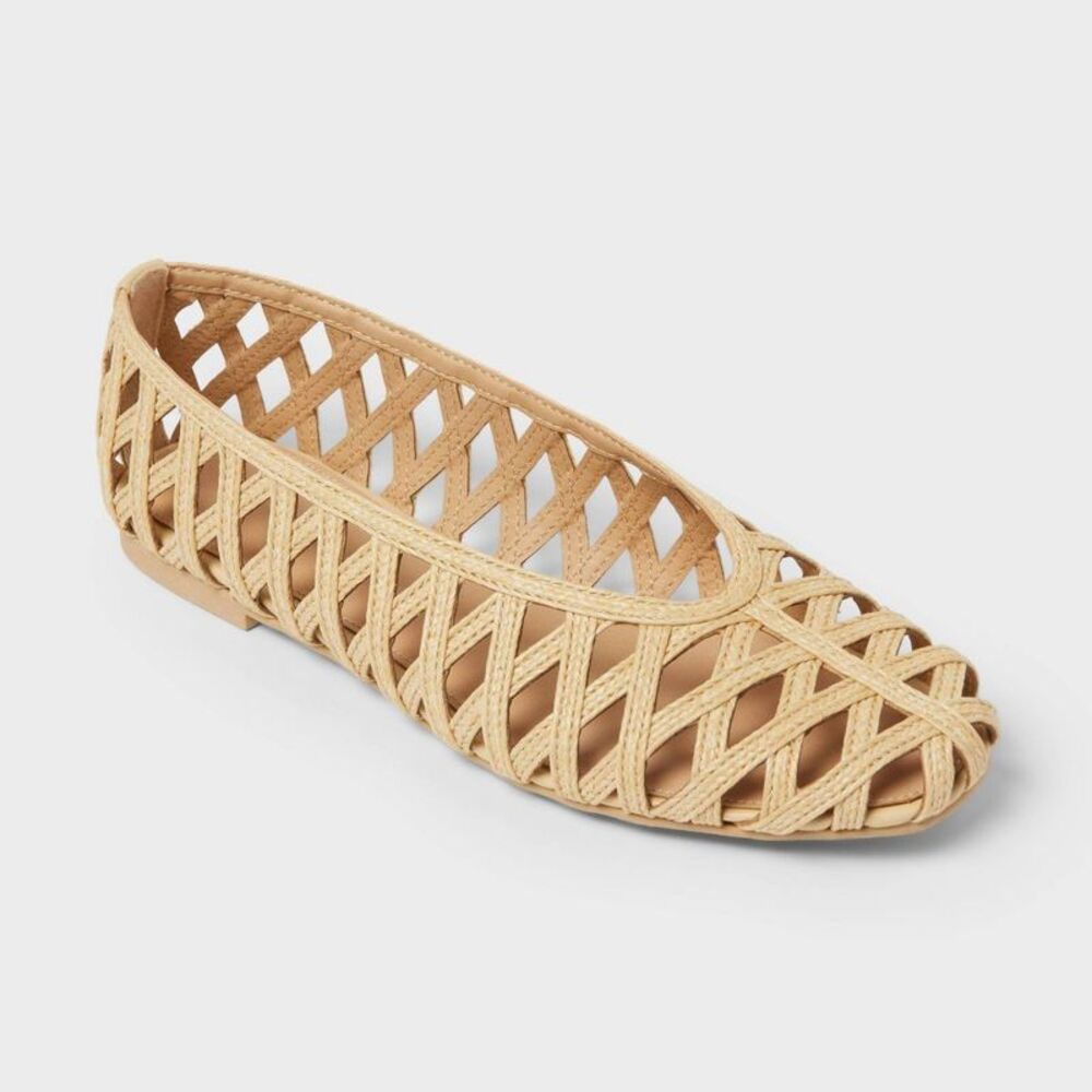 a new day Tan Lattice Cutout Ballet Flat